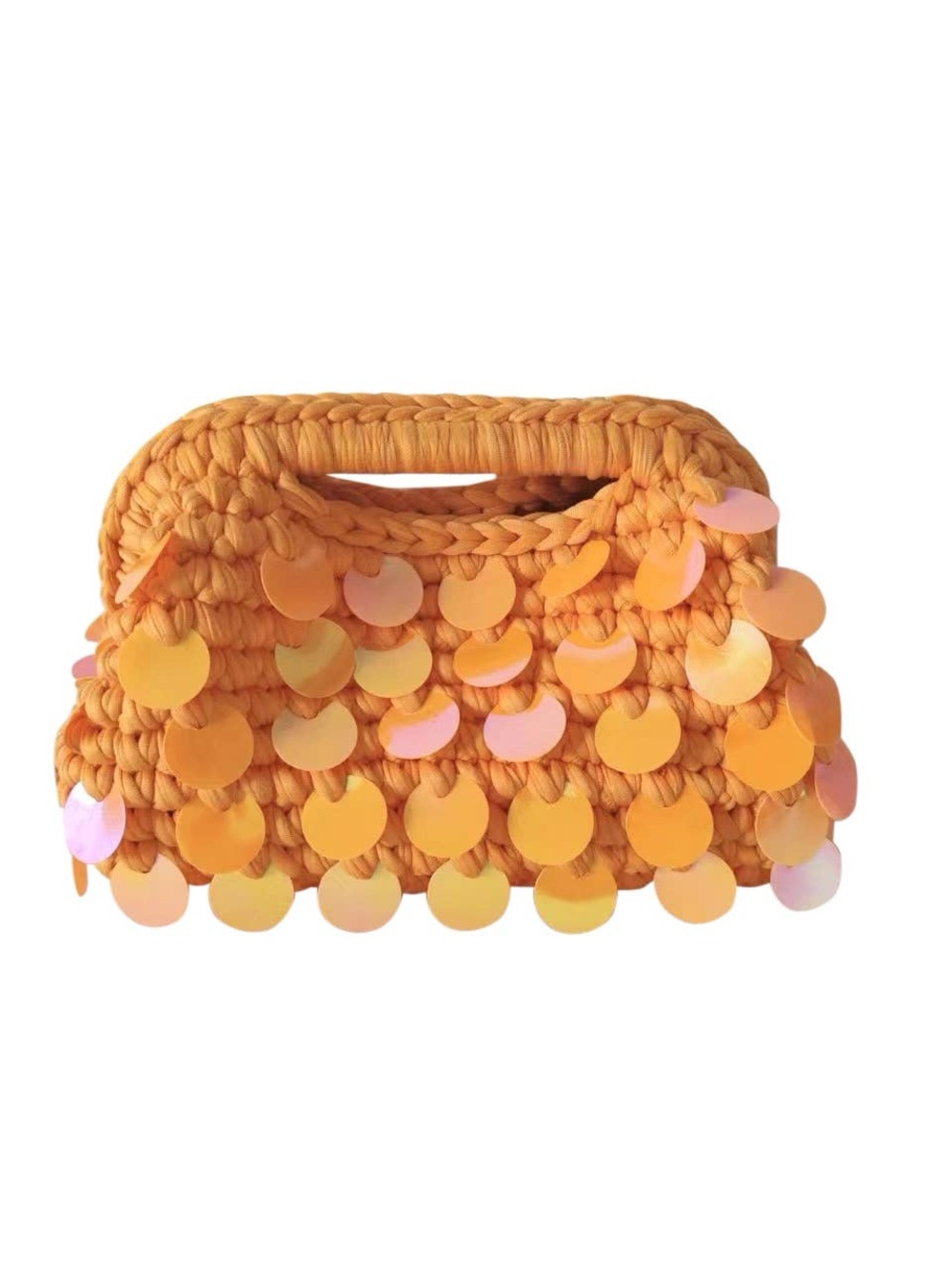 Orange Sequin Crochet Handbag